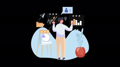 Flat Design Illustration of Person Analyzing Business Data