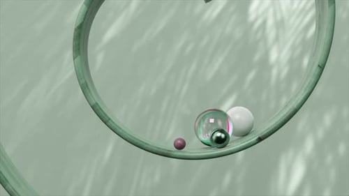 Spheres Traverse a Wooden Helix Casting Playful Shadows in This Serene 3D Animated Loop