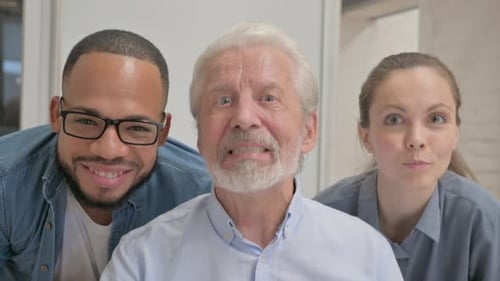 Webcam View of Blogging Mixed Race People Doing Video Chat
