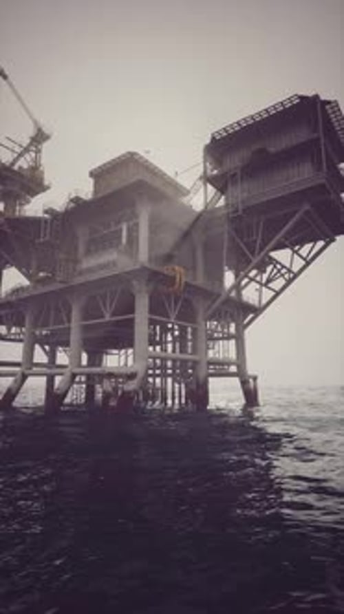 Exploring the Mighty Oil Rig Standing Tall Amidst the Ocean Waves and Fog