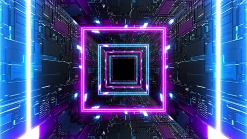 Neon-Cyberpunk-Tunnelpassage-Hintergrund