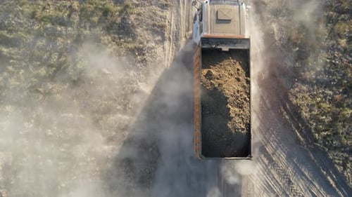 Truck Carries Soil Drone View
