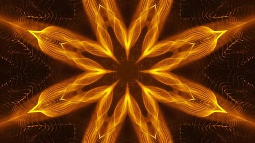 Vibrant Abstract Golden Particle Kaleidoscope Loop Background
