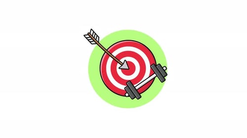 4k Goal Arrow with Dumbbell. Workout Goal Concept Animation Video