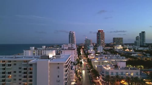 Miami Skyline at Night Night Miami City Skyline Panorama with Skyscrapers Miami Dusk Landscape