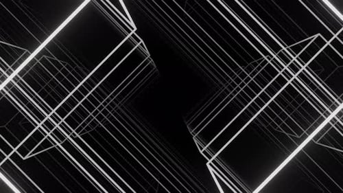 Abstrakte schlanke weiße Neonlinien Tunnel Nahtlose Animation Hintergrund