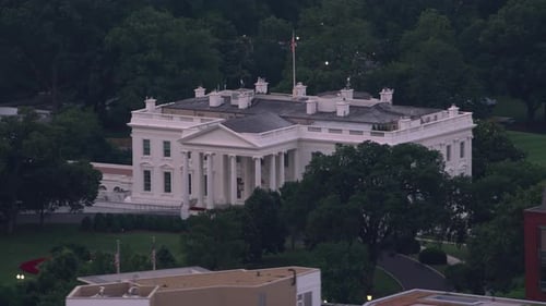 Aerial view of the white house in Washington dc on a beautiful early morning