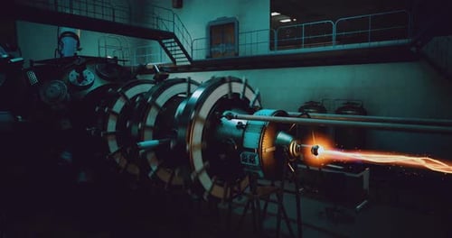 Tecnología avanzada que impulsa la investigación en un centro científico durante la noche