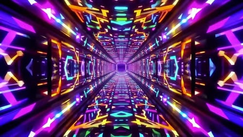 Colorful Futuristic Neon Geometric Tunnel VJ Loop