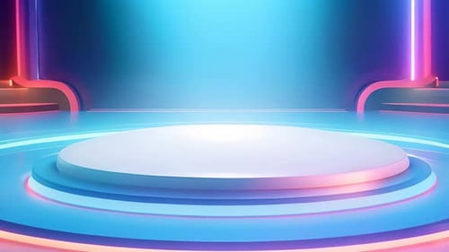 Futuristic Neon Virtual Studio Stage Background