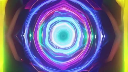 Vibrant Abstract Geometric Tunnel Background Animation