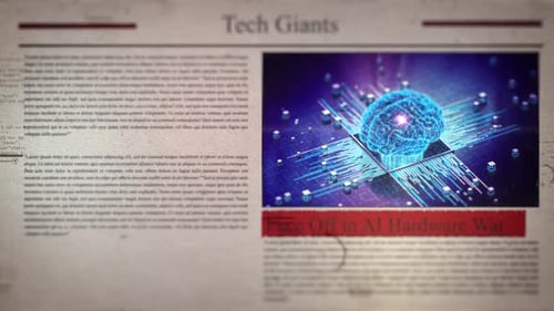 AI Hardware War Headline Reveal on Digital Newspaper