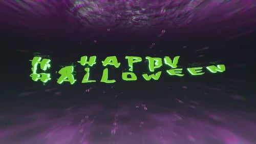 Happy Halloween Glitch Text Animation with Abstract Background