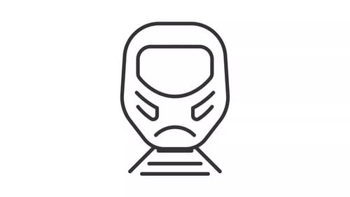 Animated Line Icon of Train Expressing Emotions