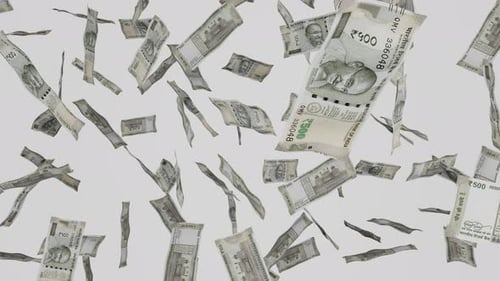 Indian Rupee Money Rain Seamless Loop Animation