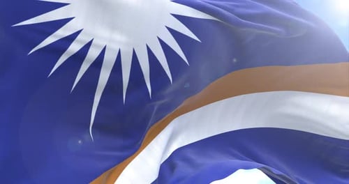 Realistic Marshall Islands Flag Waving Loop