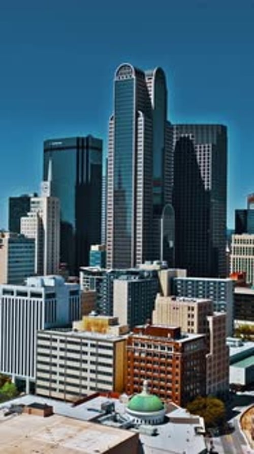 Aerial view of downtown Dallas showcasing urban architecture