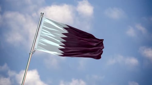 Realistic Waving Flag of Qatar Animation