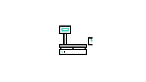 Animated Weighing Scale and Package Line Icon