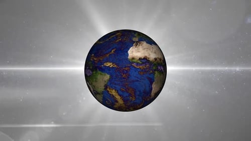 Rotating Earth Globe with Light Rays Loop