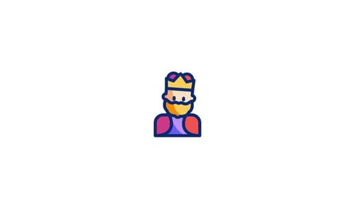 Animated Flat Design King Icon with Glitter