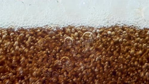 Macro Soda Drink Bubbles Pouring In Glass 4k Slow Motion