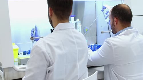 Scientists Working in Bright Modern Medical Laboratory