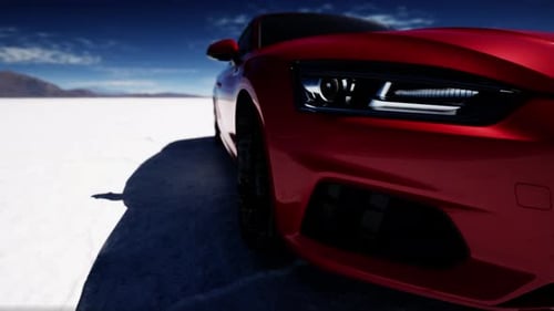 Close Up Detail of Sport Car in Salt Desert