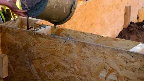 Pour Concrete Into the Foundation Selective Focus