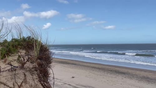 Sand dunes with beach and blue sky