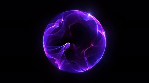 Abstract Glowing Energy Sphere with Swirling Plasma Light