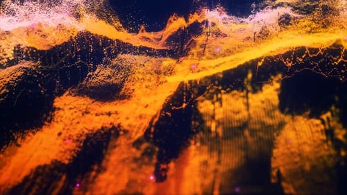 Abstract moving futuristic particles and dots of energy magic with glow and blur