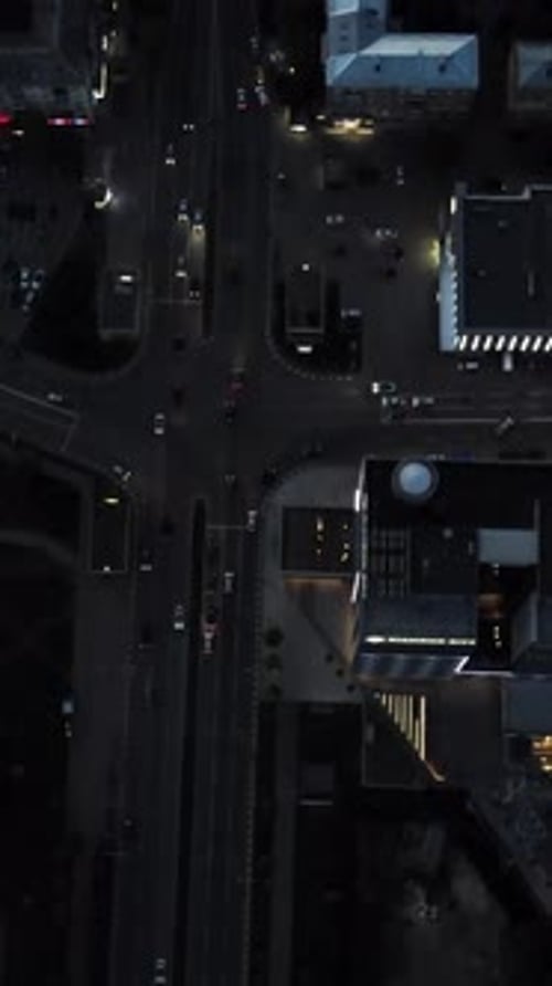 Aerial City Streets Traffic Timelapse in Dusk