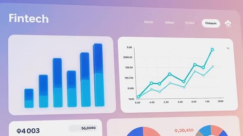 Animated Financial Data Dashboard Interface with Charts