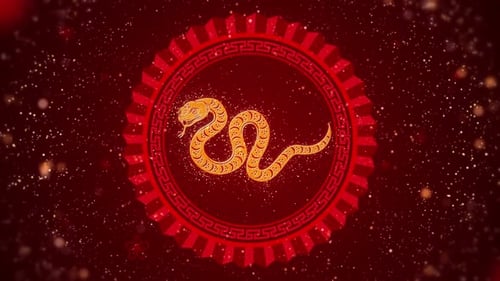 Animated Chinese Zodiac Snake Emblem for New Year Celebrations
