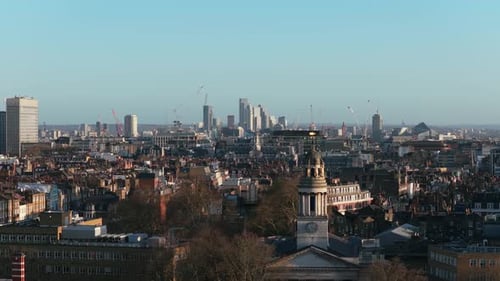 London Skyline From St Marylebone Area Showing Historic Buildings with London Financial District