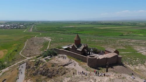 Aerial shot of Khor Virap Monastery in Armenia.