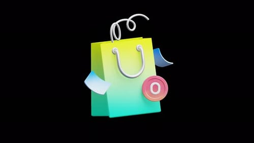 Empty Shopping Bag 3d Icon Animation