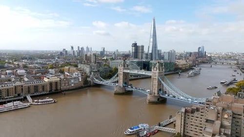 Iconic Tower Bridge Connecting London with Southwark on the Thames River
