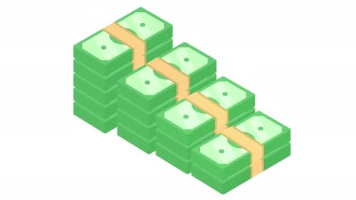 Stacks of green money animation