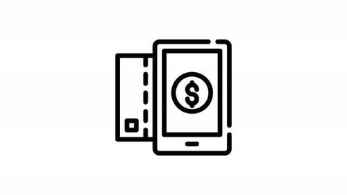Mobile Payment Transaction Line Icon Animation