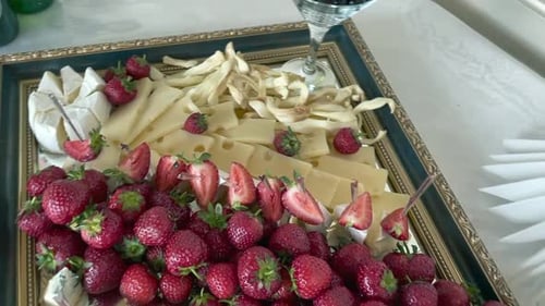 Platter of Assorted Fresh Fruit at Buffet Table