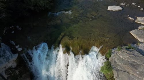 Aerial View of Scenic Waterfall. Interior British Columbia, Canada.