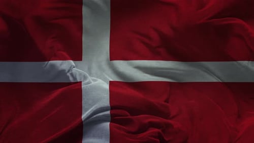 Realistic Denmark Flag Waving with Fabric Texture Loop