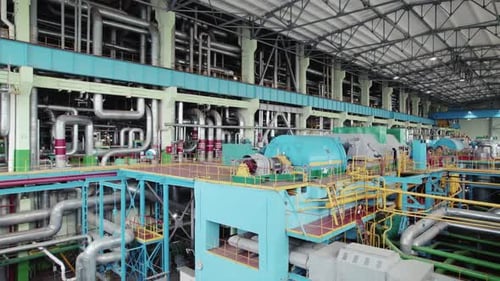 Thermal Power Station View of Pipes and Turbines Energy Conversion System Environmental Issues Power