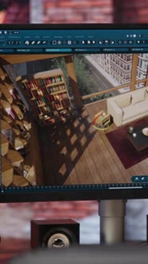 Vertical Video Focus on CAD Program Used for Modelling Room Virtual Furniture