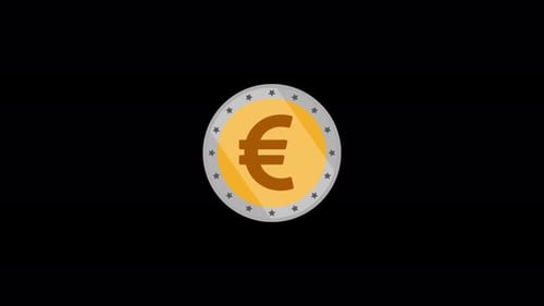 Realistisches 3D-Euro-Münzensymbol isoliert auf schwarzer Hintergrundanimation. Vd\_1296
