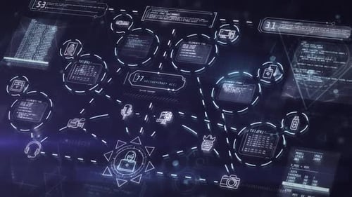 Animated Futuristic HUD Data Network Interface