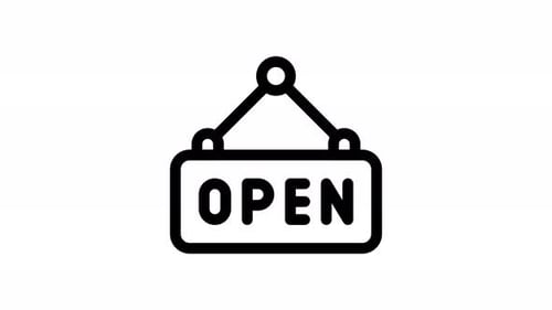 Minimalist Swinging Open Sign Icon Animation