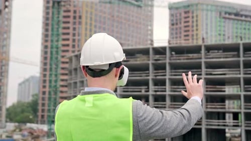 Foreman Exploring Building Site in Virtual Reality